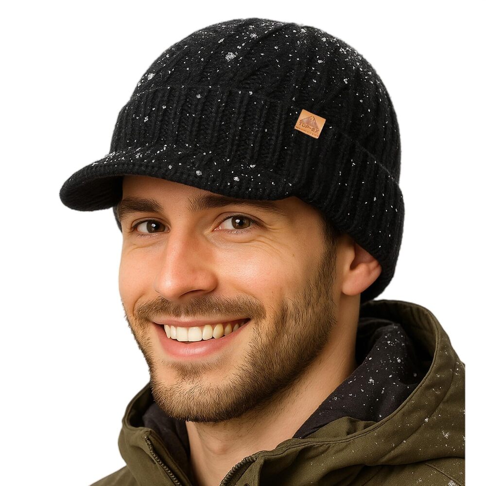 5724 DryKnit Black Waterproof 80% Merino Wool Blend Beanie Hat with Brim